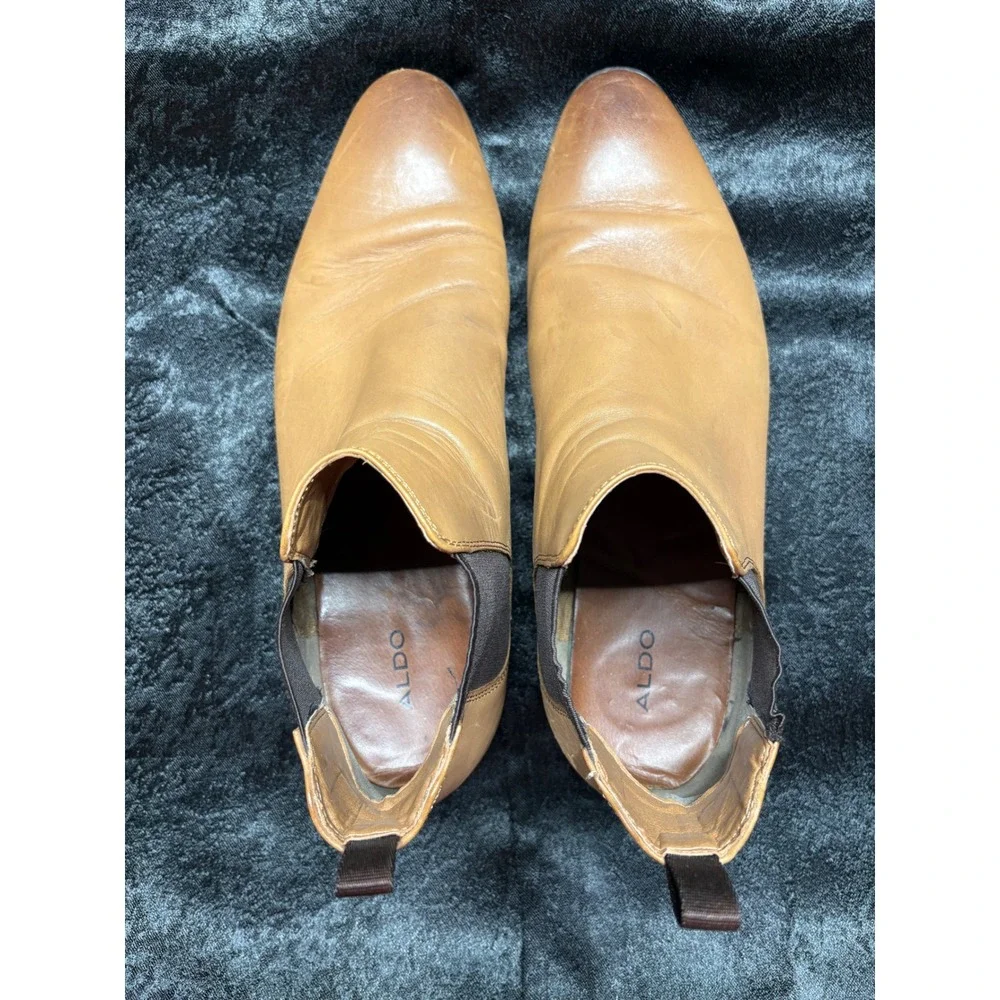 Aldo Mens Tan‎ Leather Chelsea Boots Ankle Dress Shoes Cognac US 11 EUR 44